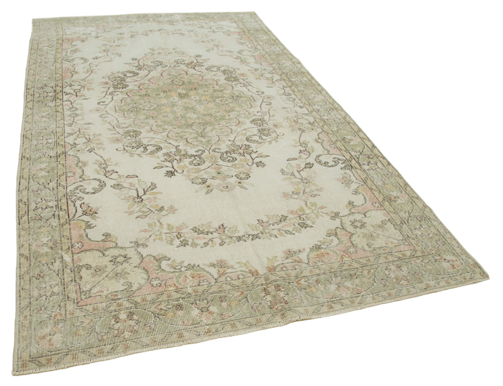 Turkish hand-knotted decorative 1970s beige carpet 170 cm x 295 cm
