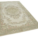 Turkish hand-knotted decorative 1970s beige carpet 170 cm x 295 cm