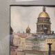 Ancien Aquarelle Bâtiment Historique Russie Saint Pétersbourg 1991