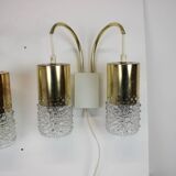 1970s Pair of Two Wall Lamps with Glass Shades, Germany