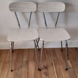 Pair of chairs in formica marbled effect 70s