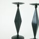 Pair of wooden and wrought iron candlesticks, Sculptural, 1970