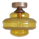 1 of 2 hand blown amber glass ceiling lights / redesign vintage wall lamps