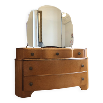 Art Deco dressing table in elm burl and maple burl
