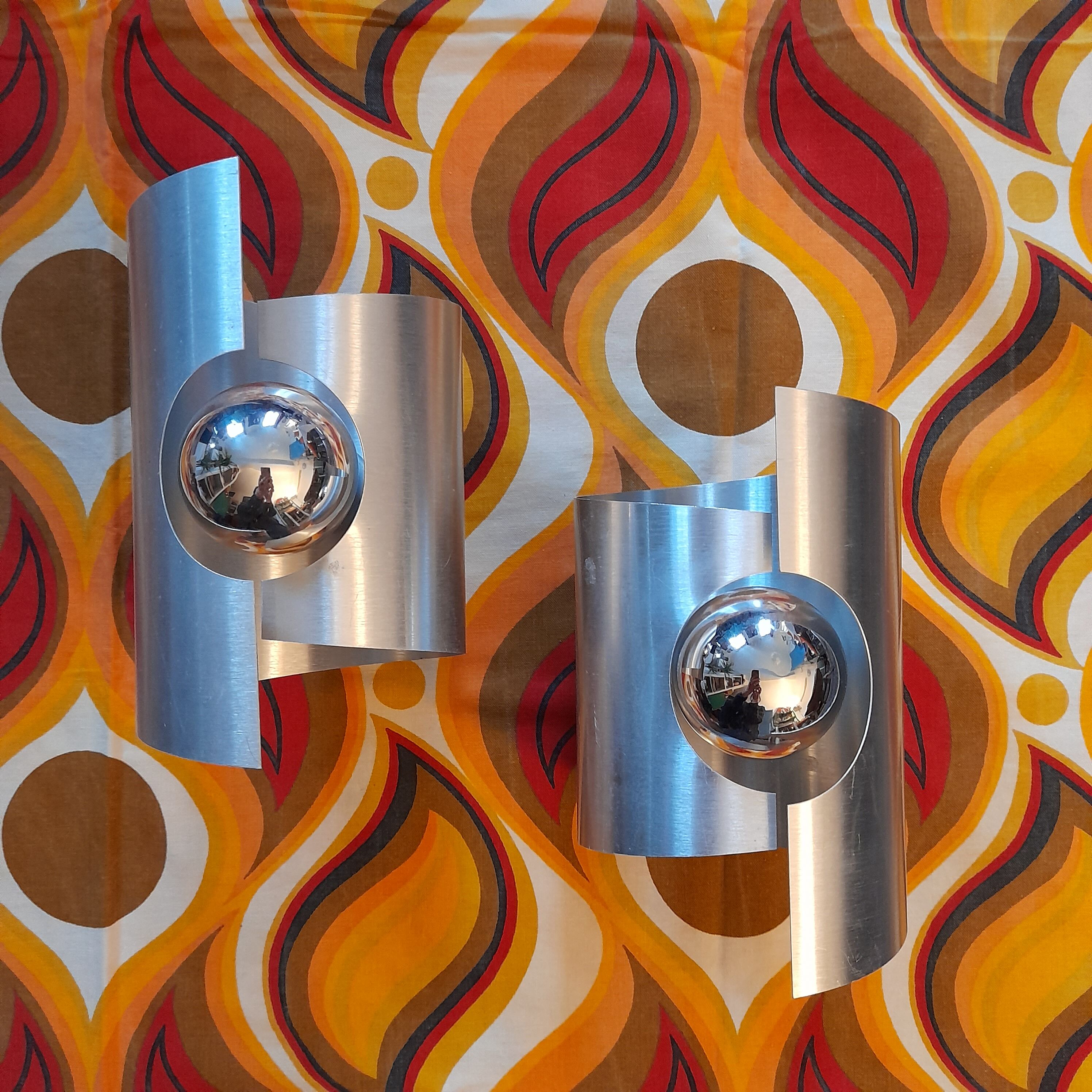 2 wall lamps space age 70s