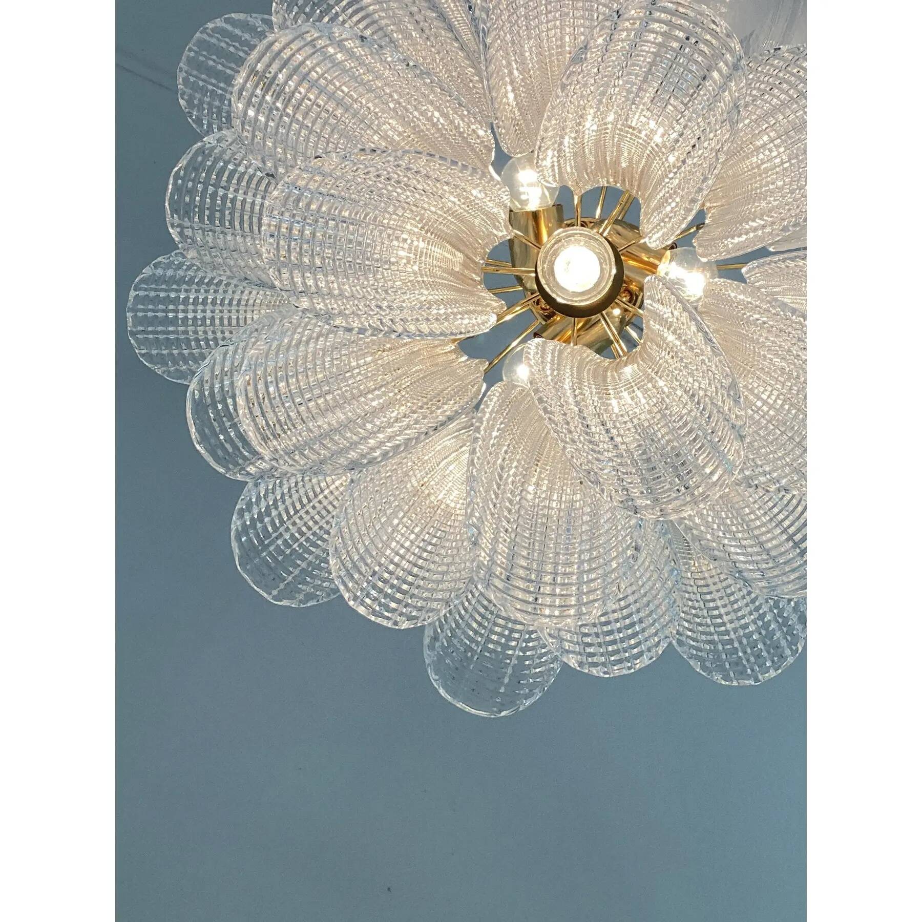 Contemporary Murano Style Glass "Sella" Chandelier with 24k Gold Metal Frame