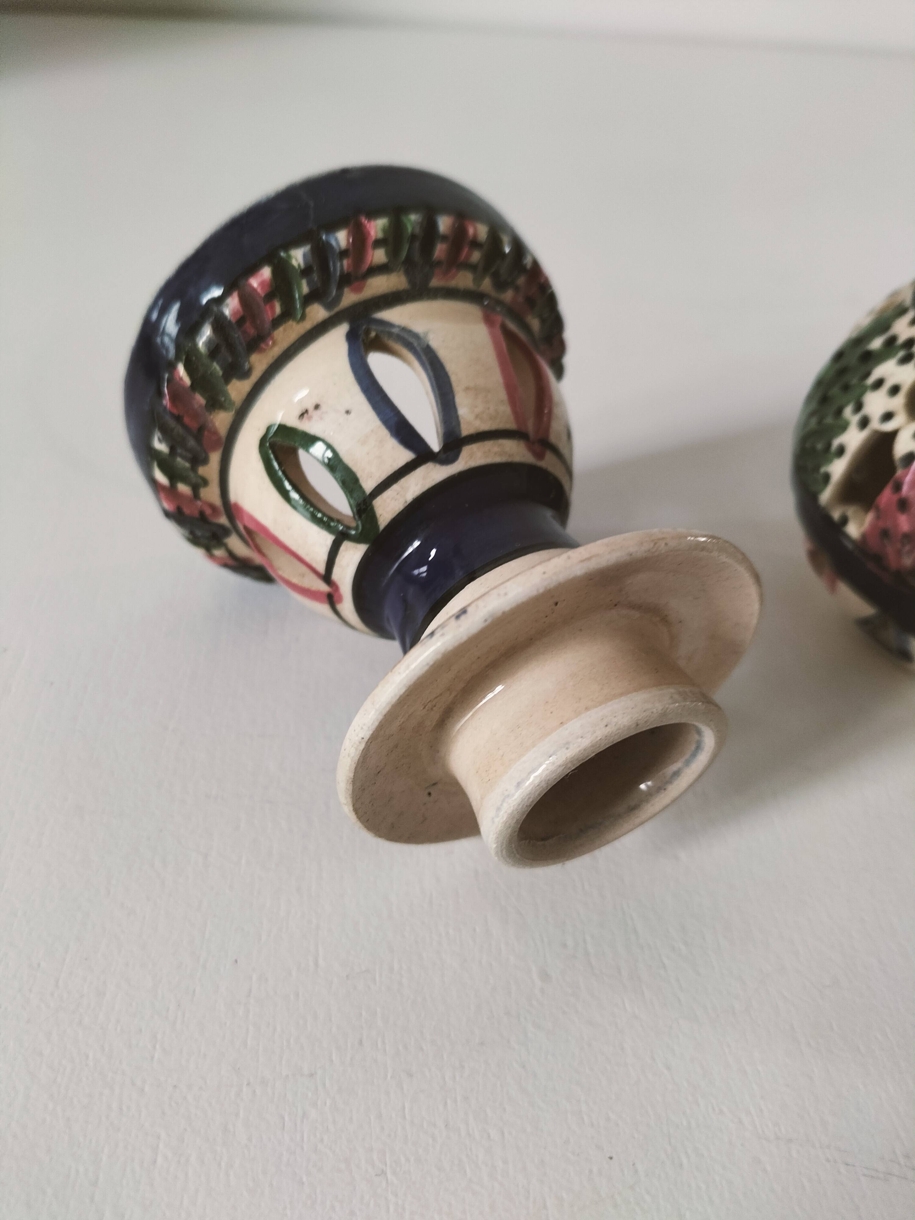 Openwork glazed ceramic candlestick-lantern – Tunisia, 1960s–1980s
