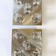 Brushed metal ceiling light and glass globes, 5 halogen candles