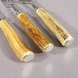 Vintage stainless steel and horn table service for 6 people, Germany 1950s.