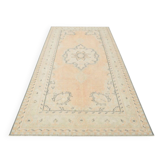 5x9 Soft Orange Handwoven Vintage Persian Rug, 157x263 Cm