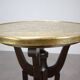 Art Deco chess table from the 1930s with a hand-decorated brass top and a stained oak base.