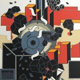 Lithographie d'Alain Le Yaouanc, le feu, 1978
