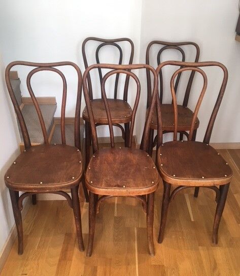 5 chairs bistro J & J Kohn with label and stamp circa 1900
