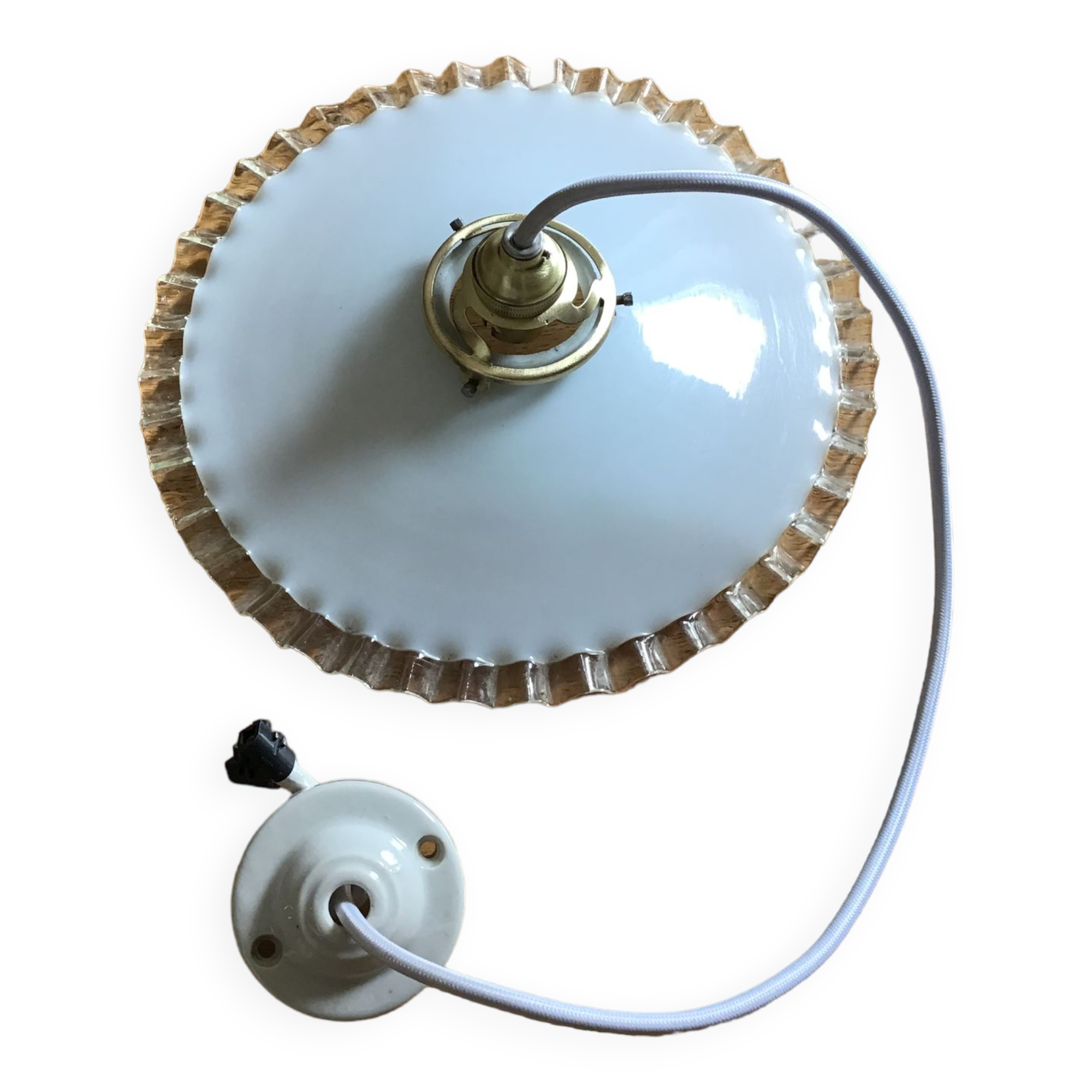 Vintage white opaline pendant lamp