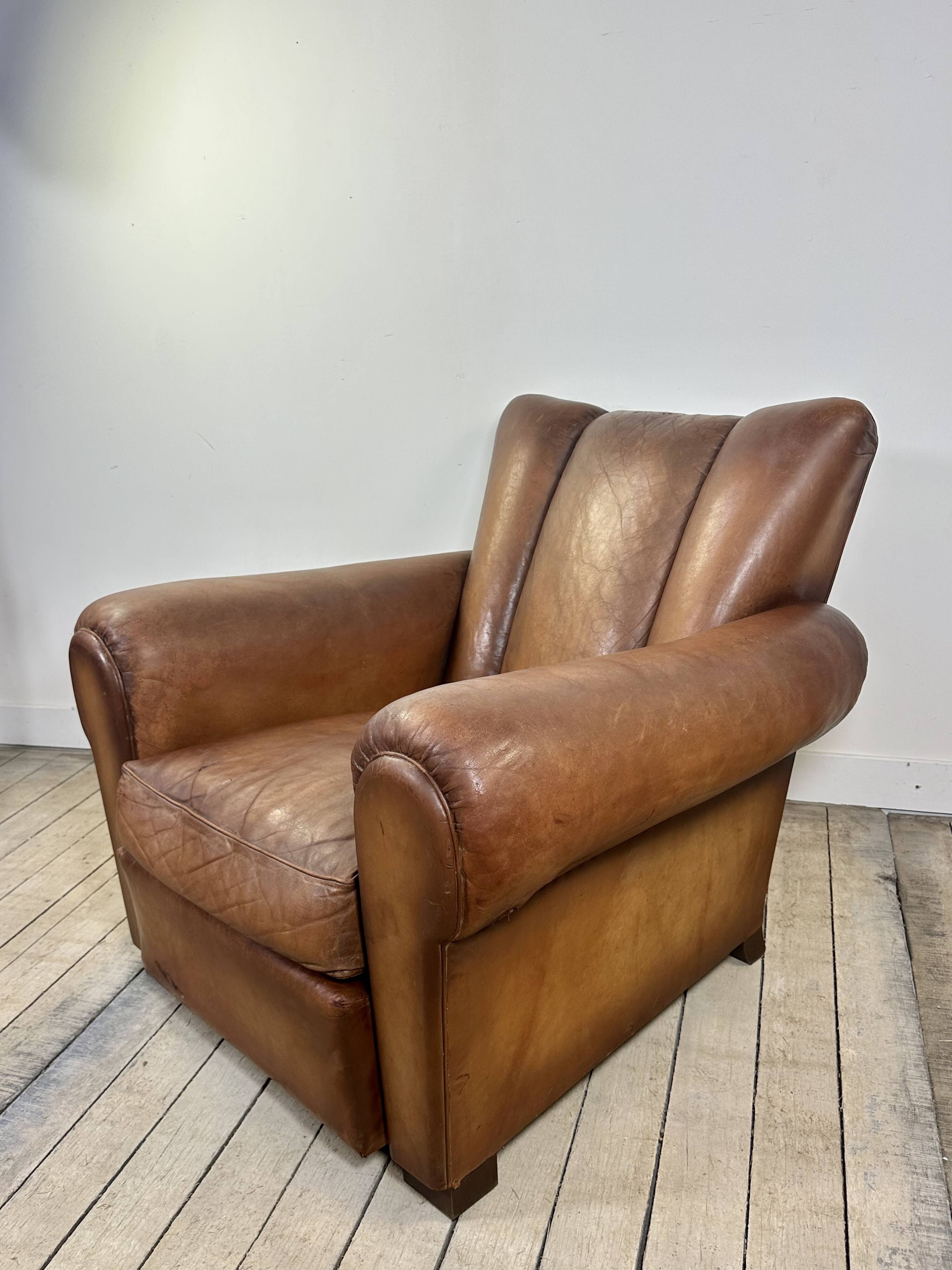 Vintage Leather Club Armchair from the 1950s