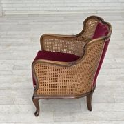 1950s, Danish armchair, furniture velour, ash wood,, mesh.