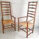 Pair of straw armchairs early twentieth vintage