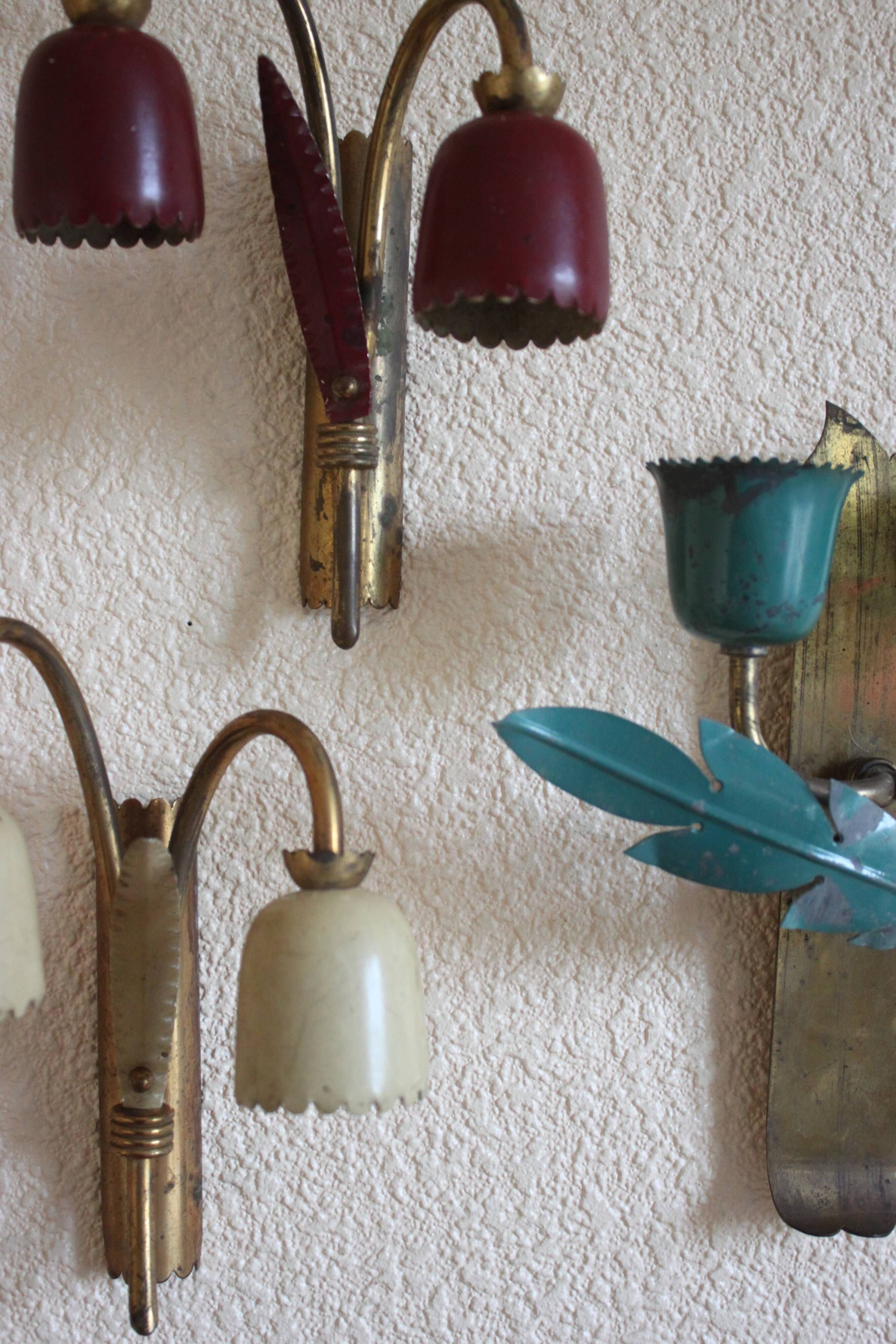 3 wall lamp, lily of the valley, from the 40s, vintage