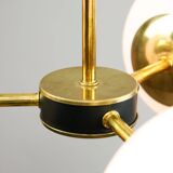 Mid-Century Modern Italian Chandelier in Brass and Opaline Glass, 1960s