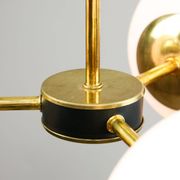 Mid-Century Modern Italian Chandelier in Brass and Opaline Glass, 1960s