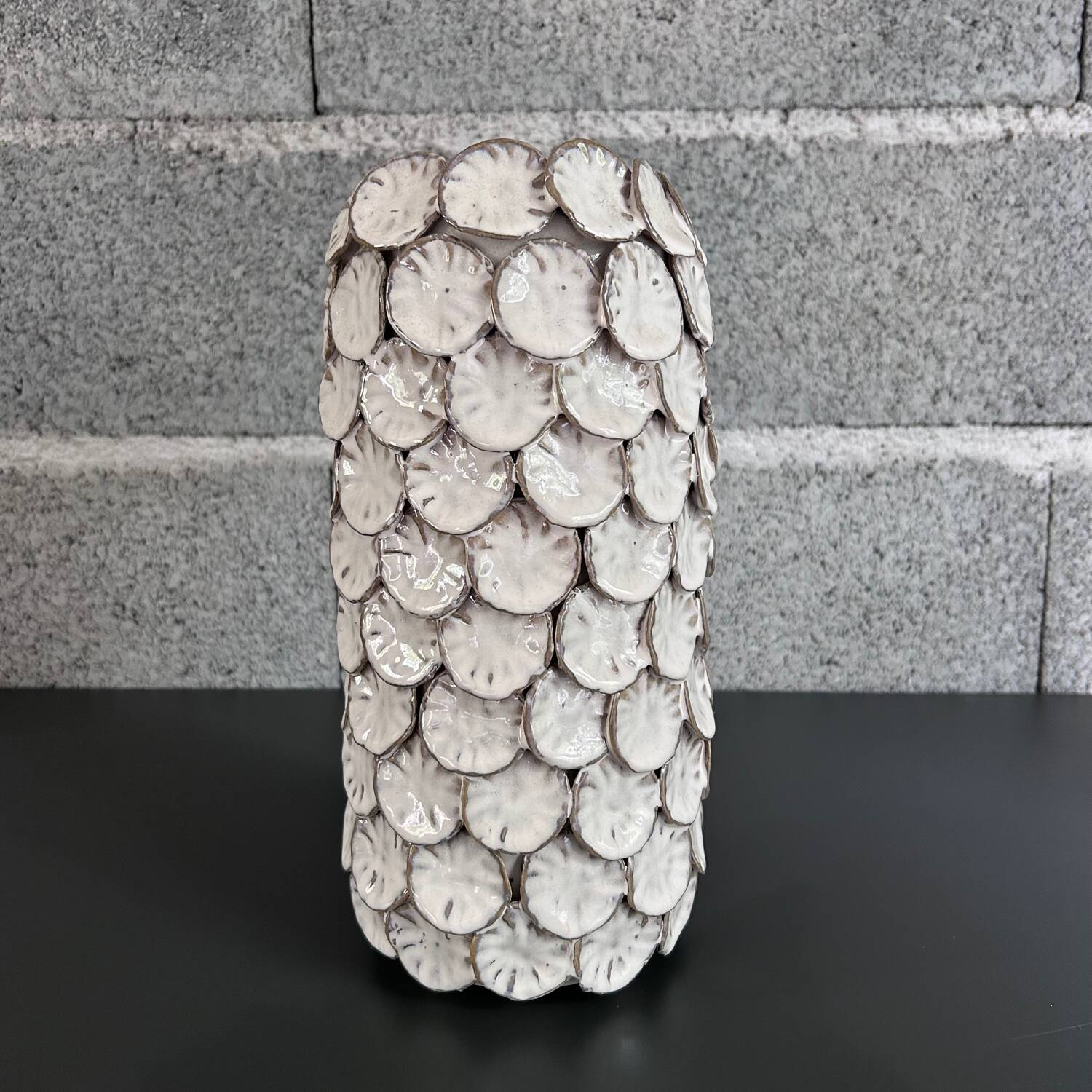 Ivory stoneware scale vase