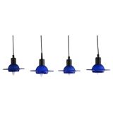 Set of 4 vintage blue glass pendants, made by Design Light A/S, Denmark, 1990s.
