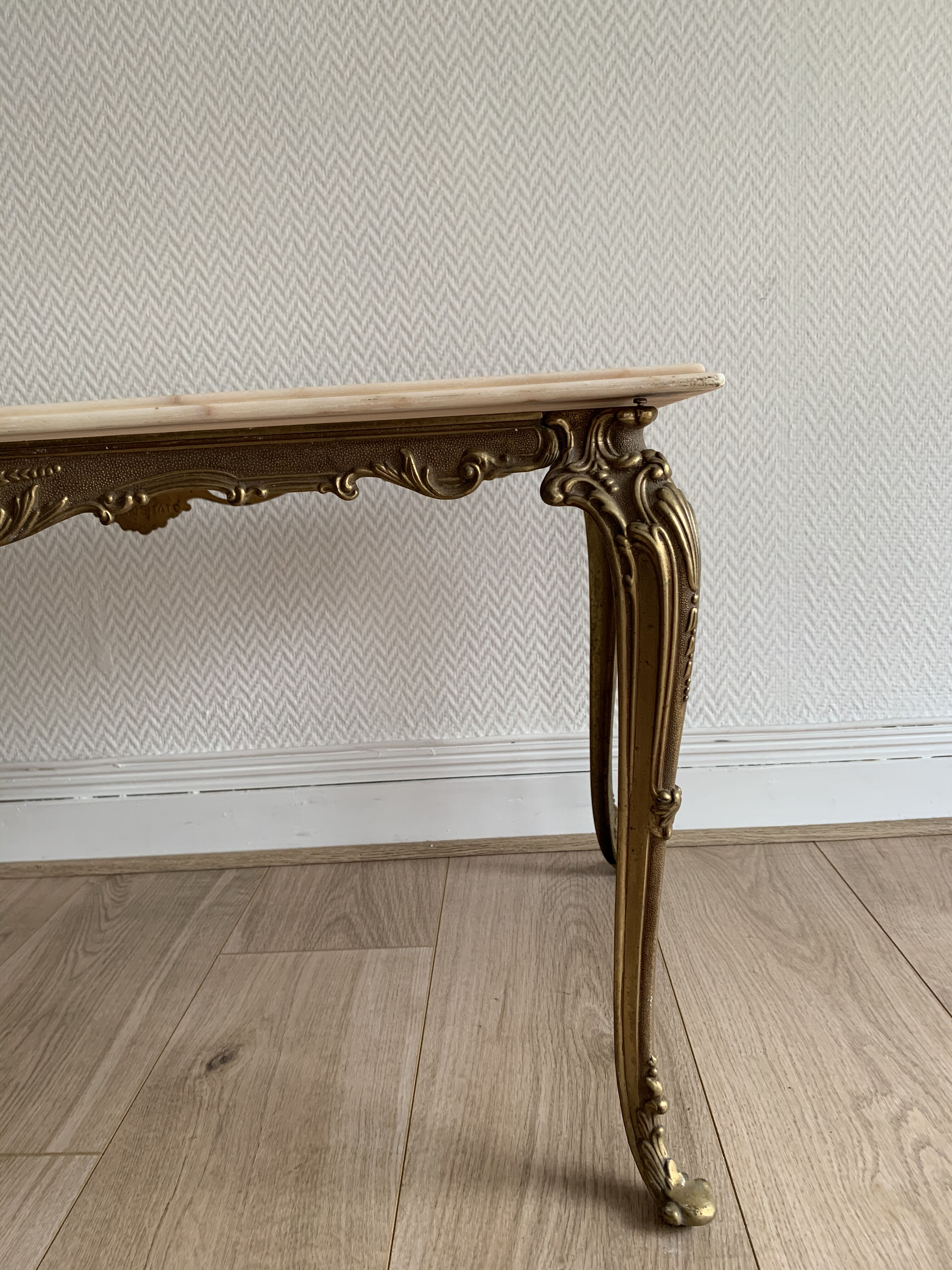 Marble and brass coffee table