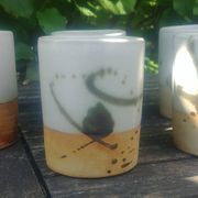 Set of 8 water glasses signed La Poterie de la Colombe created by Madeleine Br