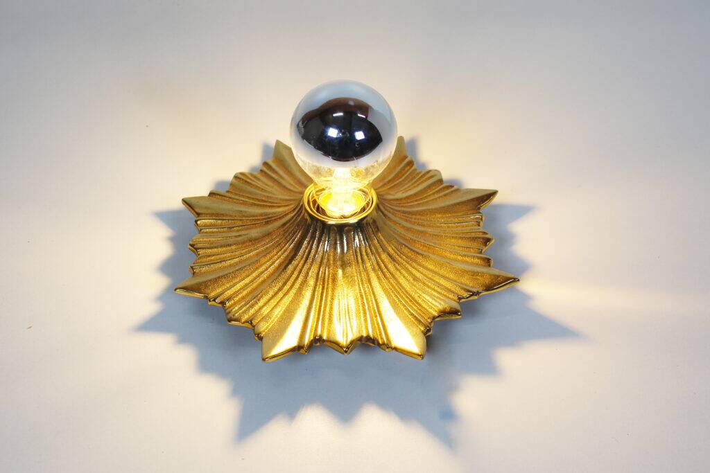 Rare set of 1950s bronze sunburst wall lamps – Germany 1950s