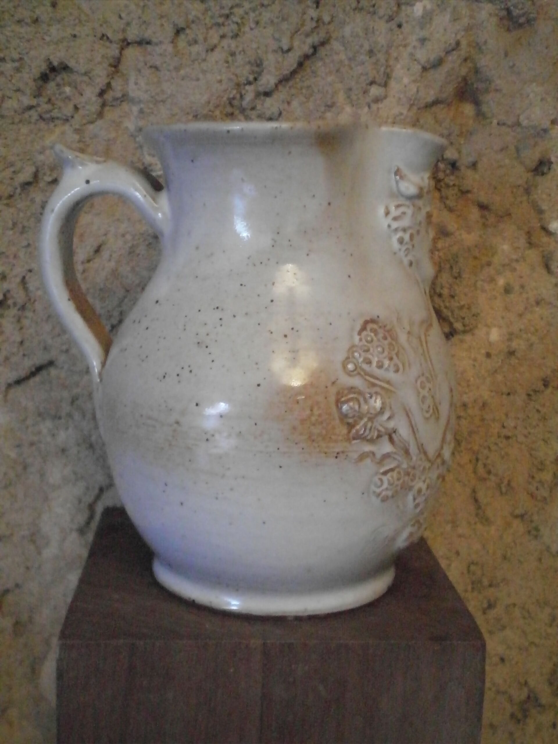 Vintage bacchus anthropomorphic sandstone pitcher
