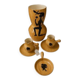 Ensemble en céramique Grandjean - Jourdan, Vallauris, décor « faux bois »