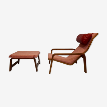 Pulkka chair and ottoman by Ilmari Lappalainen for Asko, 1963
