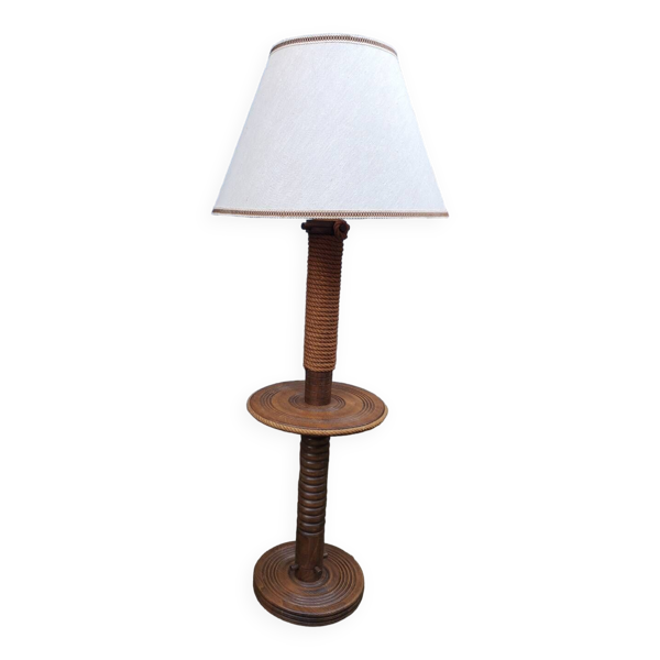 Lampadaire bois tourné et corde style Charles Dudouyt — Beyit
