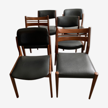 6 chaises scandinaves teck dépareillées vintage