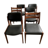 6 vintage mismatched Scandinavian teak chairs