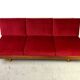 Daybed in beech and red fabric by jitona, vintage czech 1970s