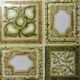 Vintage trivet in glazed ceramic and wood, circa 1960-1970.