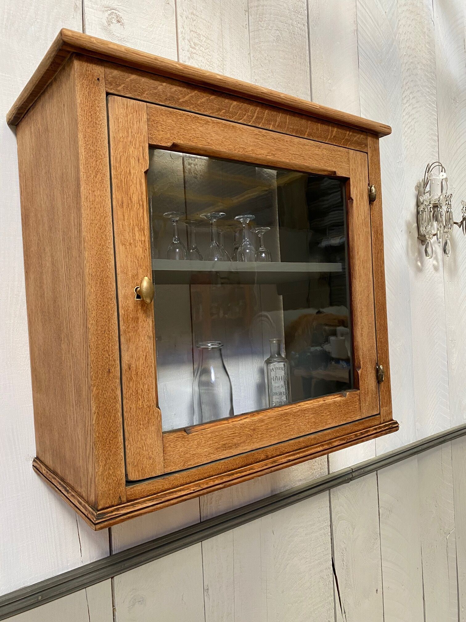 Antique oak wall or installation window