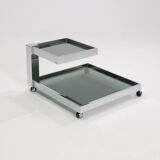 Serving bar cart in chrome and smoked glass, 1970s