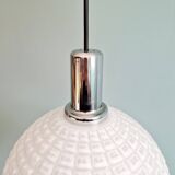 Vintage textured white opaline pendant light, 1960s-70s