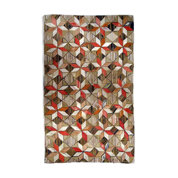 Tapis ancien Américain Hooke géométrique fait main 146x234cm 1900