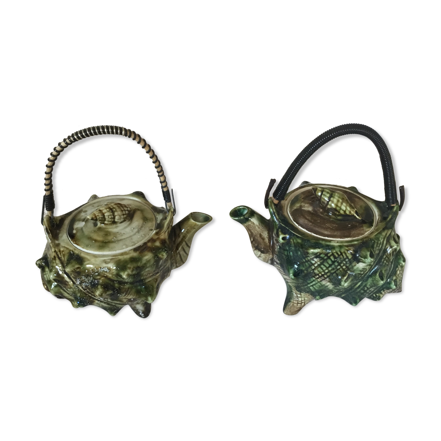 Vintage ceramic teapots barbotine style