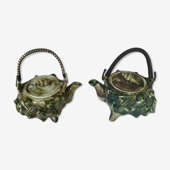 Vintage ceramic teapots barbotine style