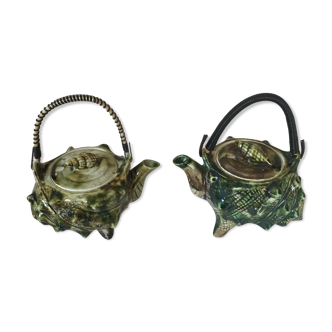 Vintage ceramic teapots barbotine style