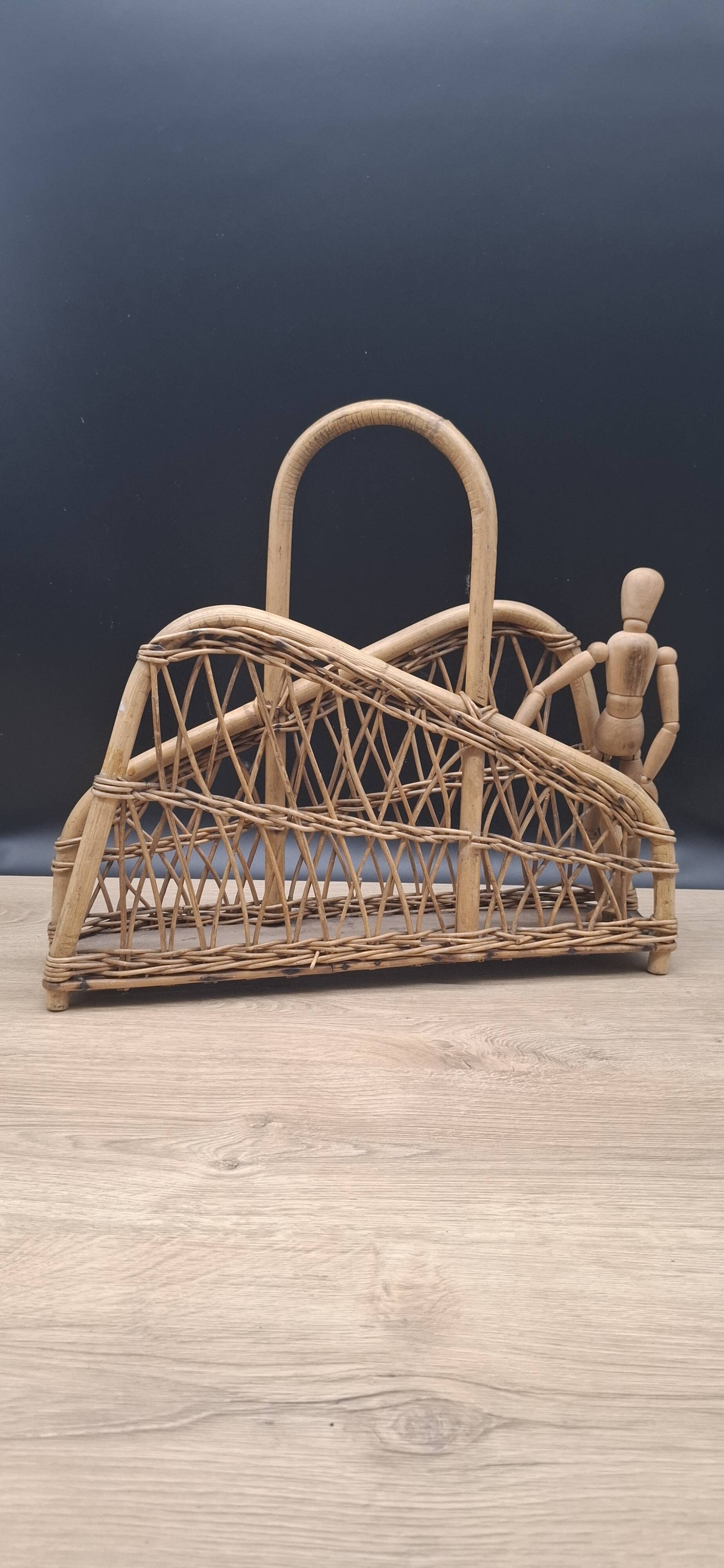 Rattan magazine rack