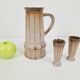 Cubist Studio Pottery Pitcher and Cups, 1950s, Set of 3
