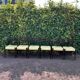6 Scandinavian chairs with pale yellow skai seats