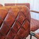 Set of 6 Vintage Cognac Leather Dining Chairs: Quilted Industrial Armchair