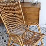 Large vintage rattan armchair