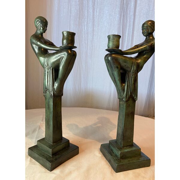 Pair of bronze art deco candle holders | Selency